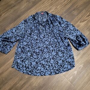 Vince Camuto Black and Blue Floral Blouse